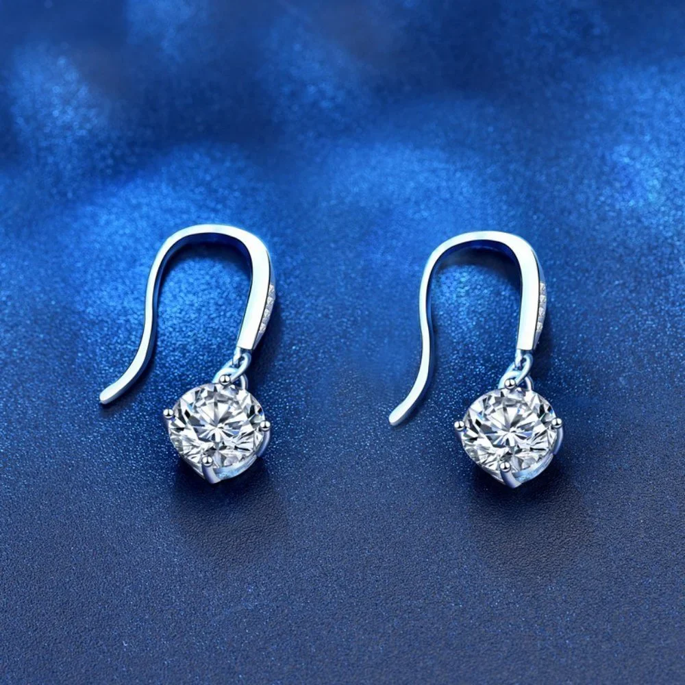 Certified 2ct. t.w. Moissanite Diamond Drop Earrings NEW